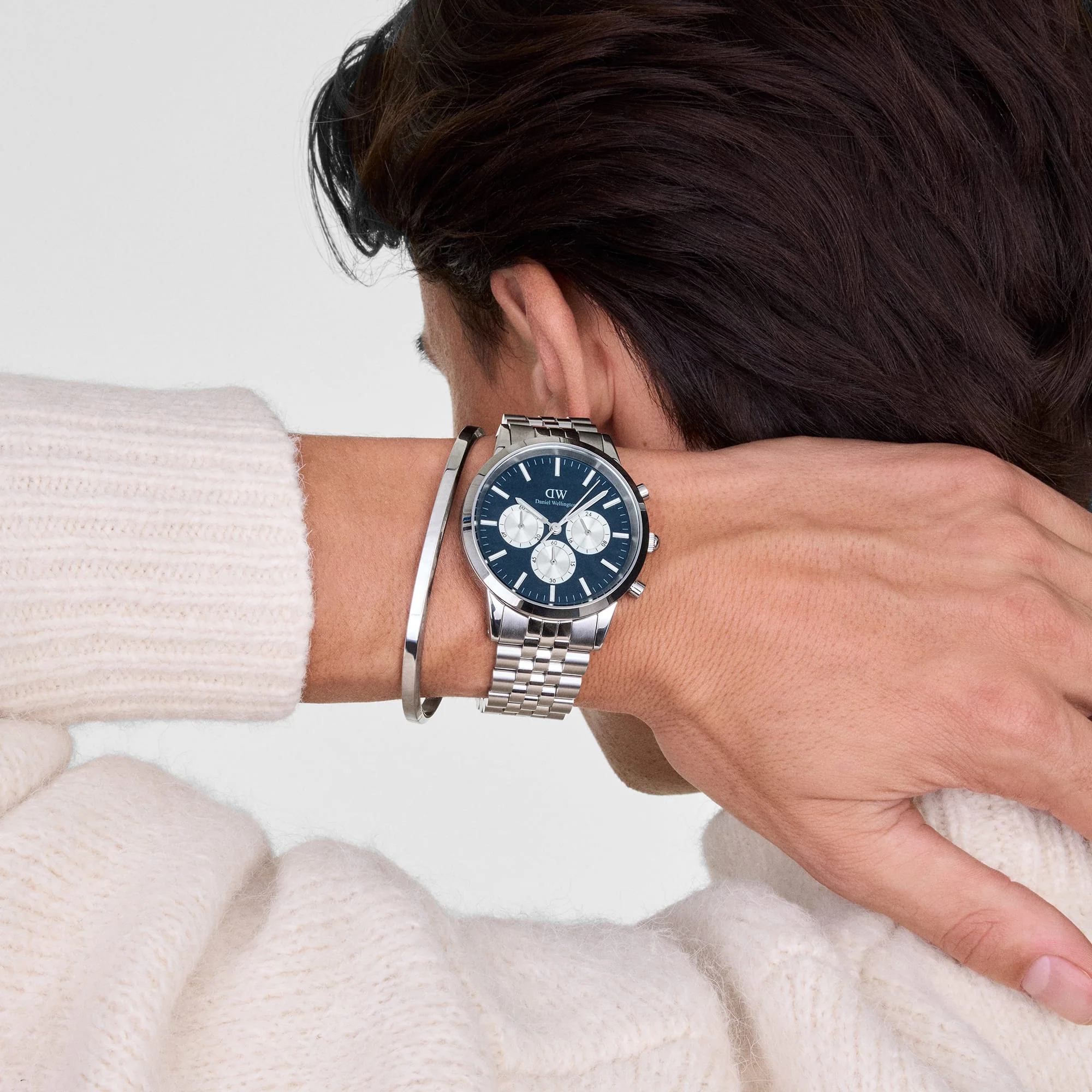 DANIEL WELLINGTON Orologio Iconic Chronograph Arch 5-Link Arctic Panda Silver - immagine 2