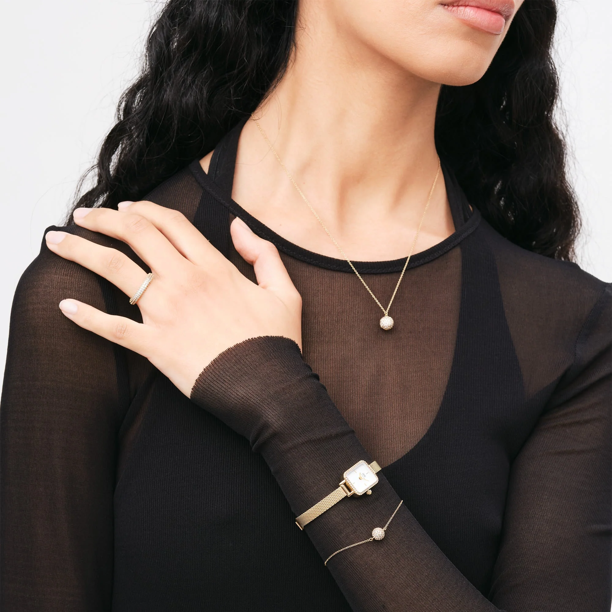 DANIEL WELLINGTON Orologio Quadro Mini Lumine Bezel Gold - immagine 2